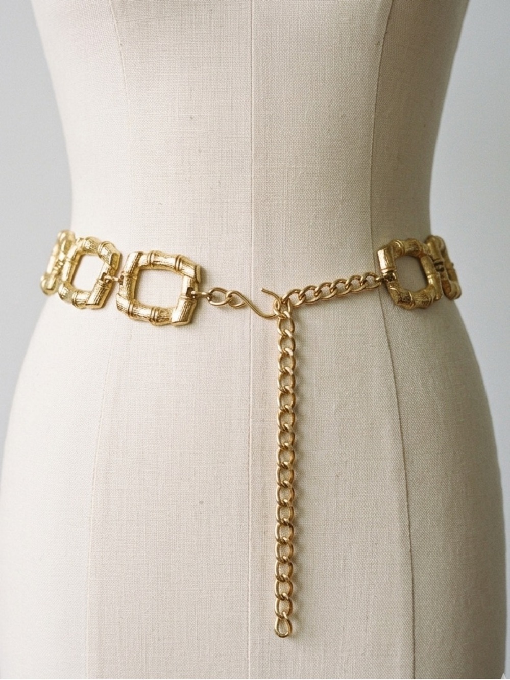 Vintage Square Chain Belt Size Small Gold Tone